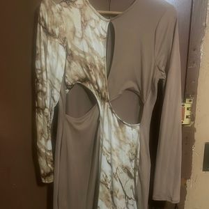 Beige And White Dress